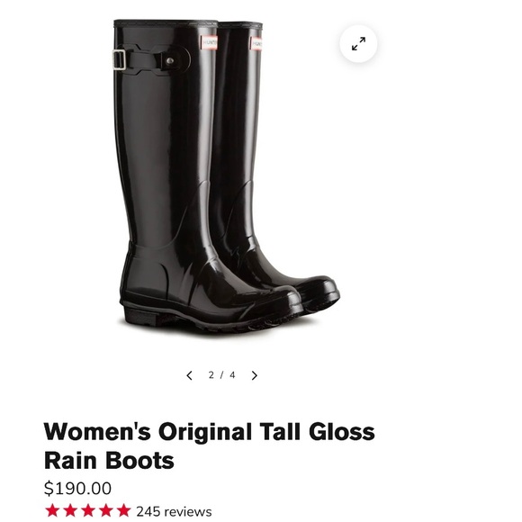 Hunter- Women's Original Tall Gloss
Rain Boots. Black Size: 6 - Picture 11 of 11